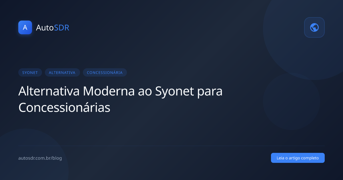 Alternativa Mais Moderna ao Syonet para Concessionárias: AutoSDR vs Syonet em 2026